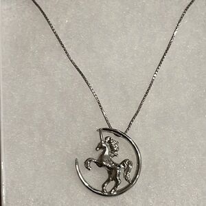 Sterling Silver Unicorn Pendant with 20” Box Chain comes in a Gift box🦄